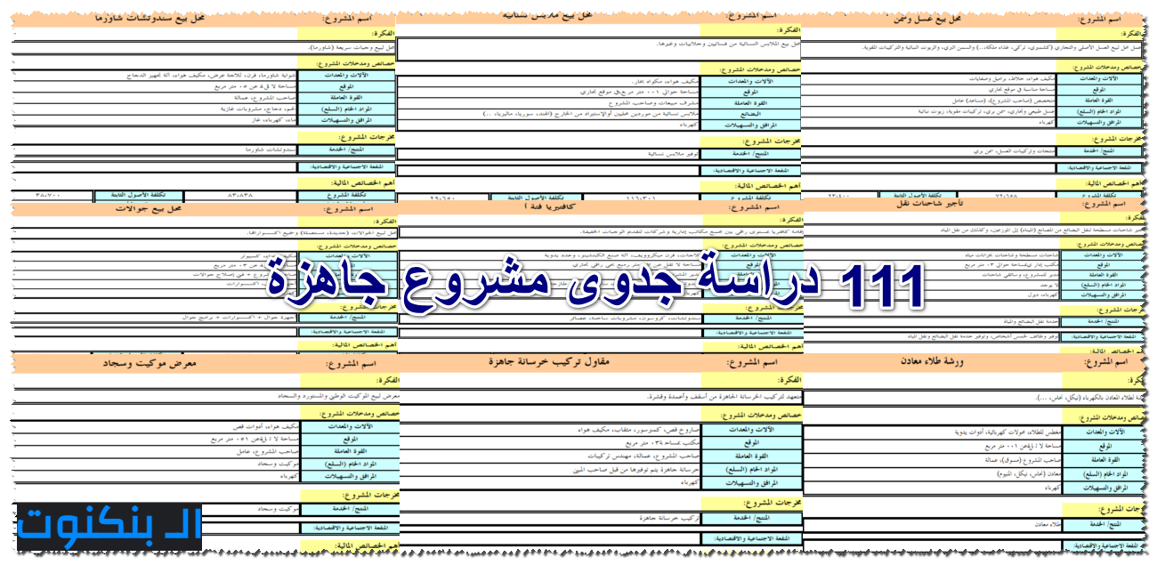 111 دراسة جدوى مشروع جاهزة