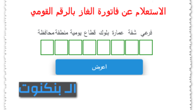 الاستعلام عن فاتورة الغاز بالرقم القومي