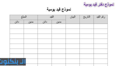 نموذج دفتر قيد يومية