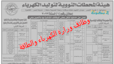 وظائف وزارة الكهرباء والطاقة