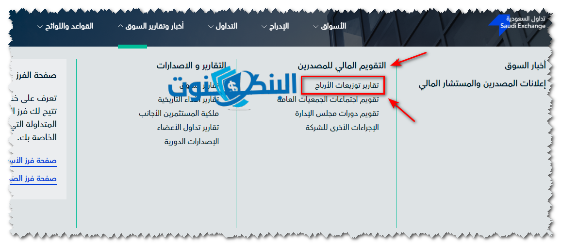 تقارير توزيع الأرباح